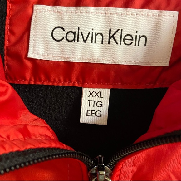 Calvin Klein red jacket zip front hooded windbreaker men XXL - Picture 7 of 8